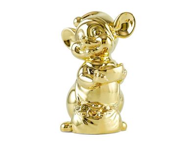 tượng sứ, tượng sứ minh long, Chuột Quý 10 cm – Trang trí dát vàng 24K