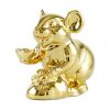 tượng sứ, tượng sứ minh long, Chuột Phú 8 cm - Trang trí dát vàng 24K