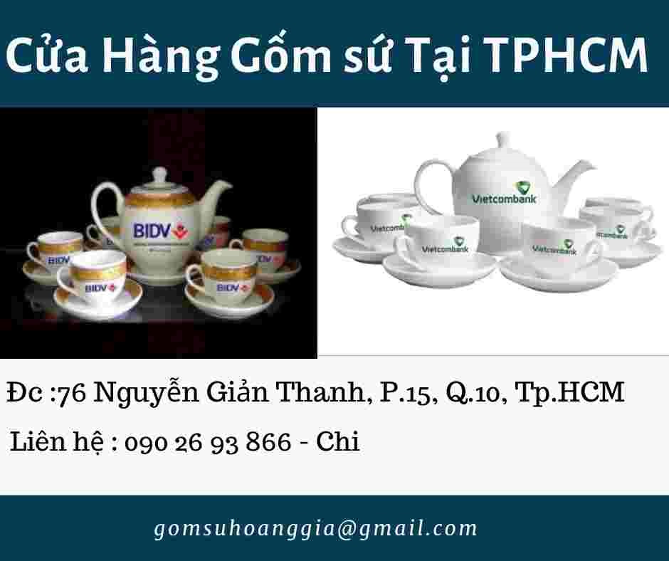 Bộ quà tặng ấm chén in logo Bát Tràng Vuông HongKong Giá In Logo 202