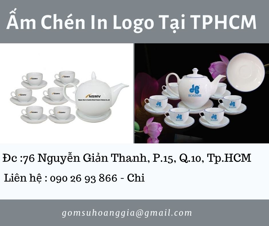 Bộ quà tặng ấm chén in logo Bát Tràng Dáng Minh Long In Logo Viettel