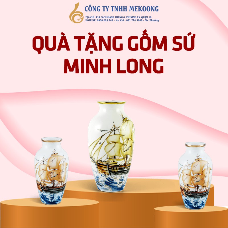Quà Tặng Bình hoa Minh Long hỏa biến – Xanh Vân Ngọc 5 – 27 cm